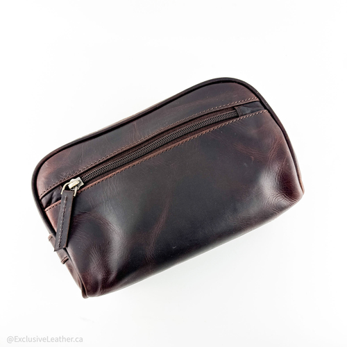 Main Buff Leather Unisex Dopp Kit / Toiletry bag- weekend getaway image