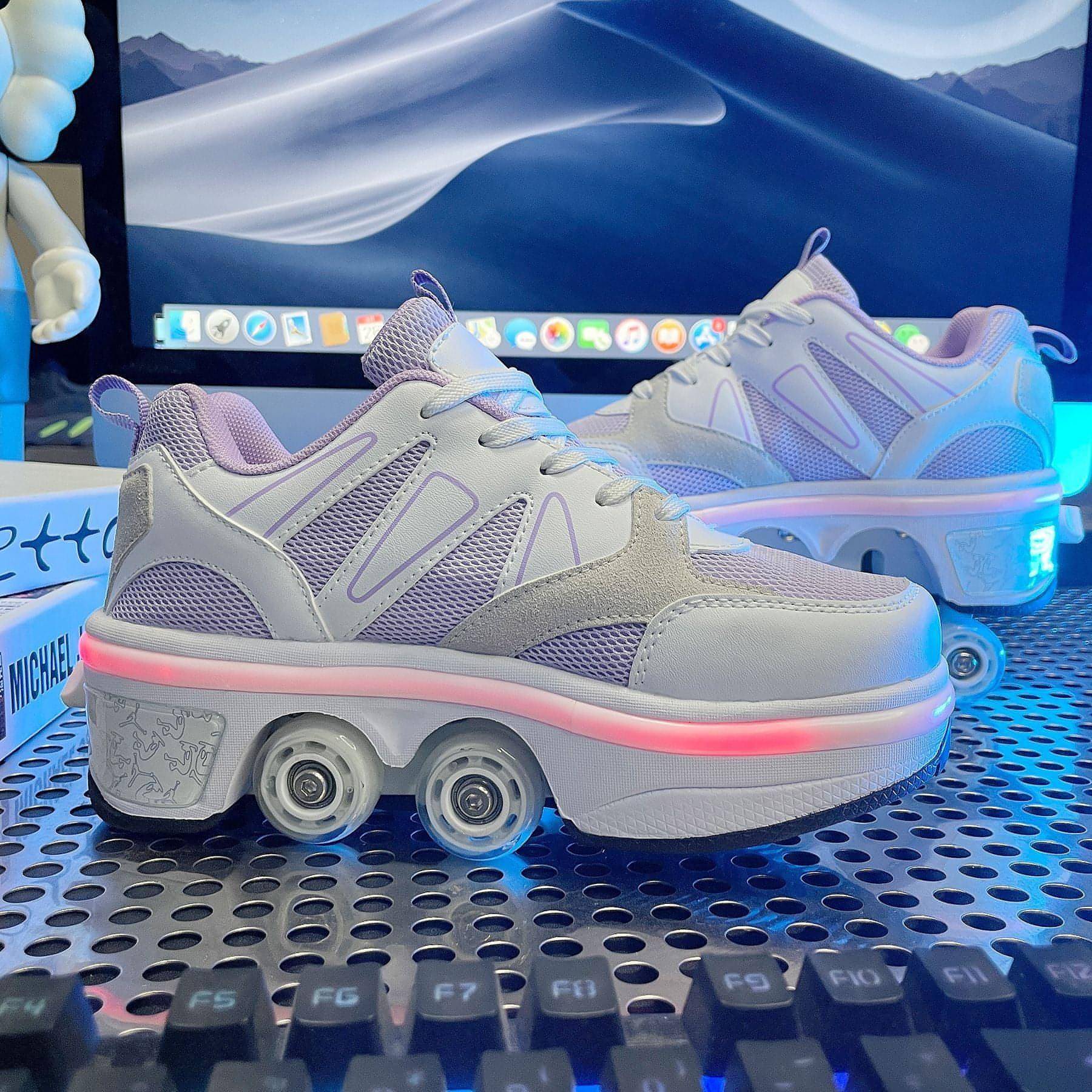 Main Dual-purpose Skating Skates Deformation Double Row Boom Roller Skates image