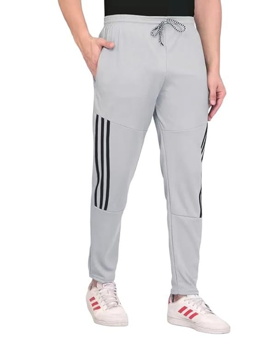Main Men's Grey Lycra Full Elastic Sport Wear Stretchable Track Pant Size M image