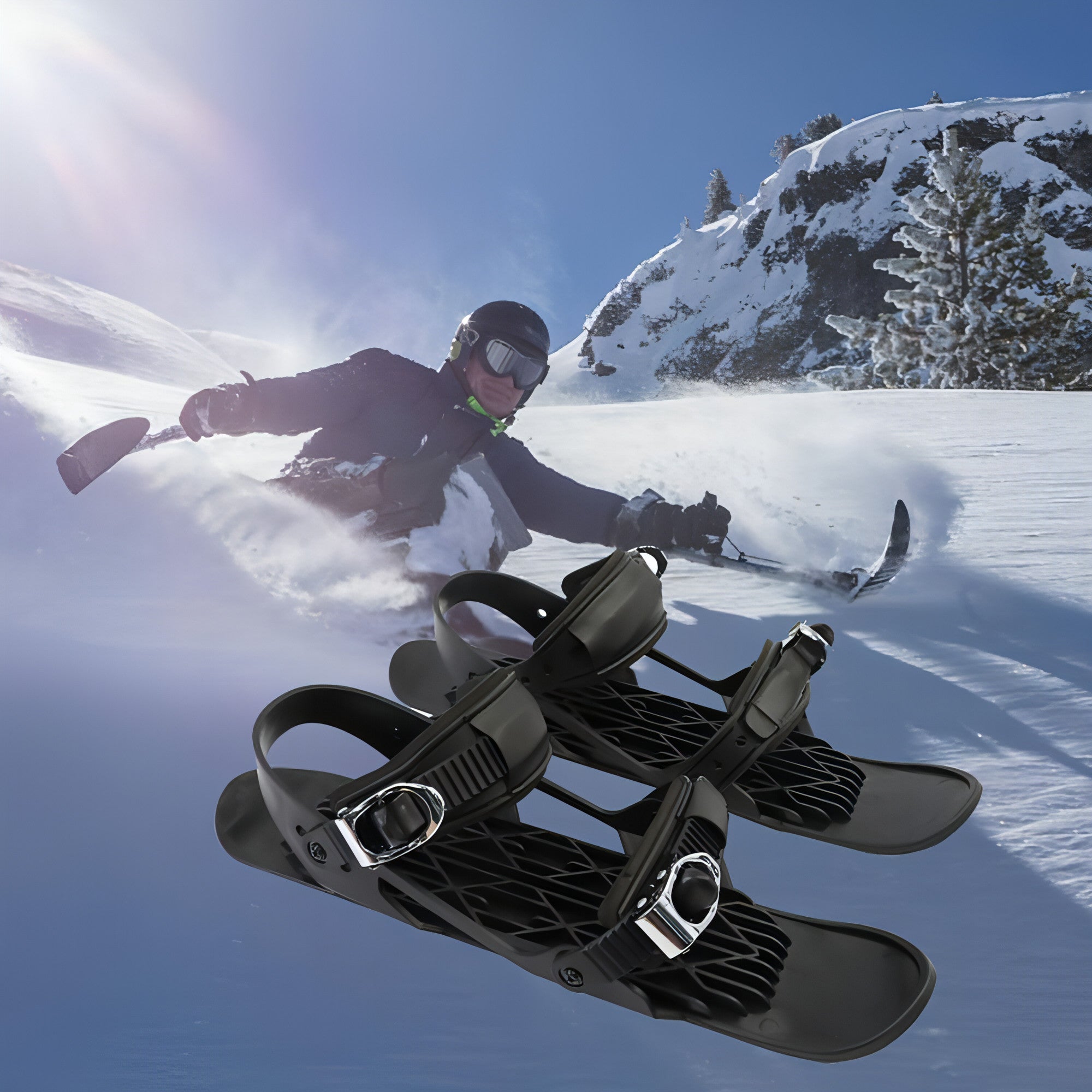Main Mini Ski Skates Portable Short Skiboard Adjustable Skates For Snow image