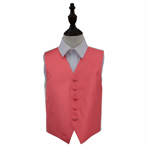 Main Solid Check Waistcoat - Boys - Coral, 28' image