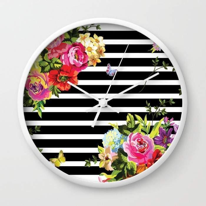 Main Stripes Floral Wall clock image