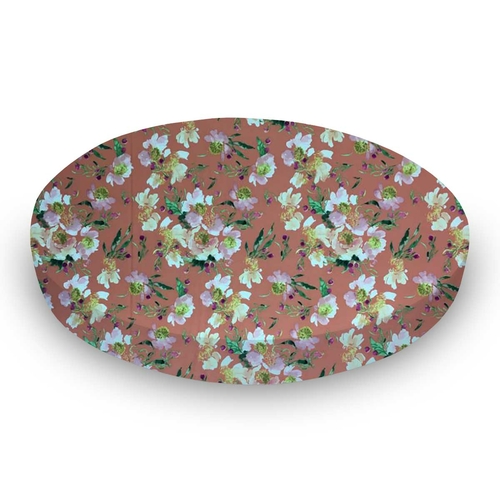 Main SheetWorld Fitted Round Crib Sheet - 100% Cotton Woven - Floral Coral, image