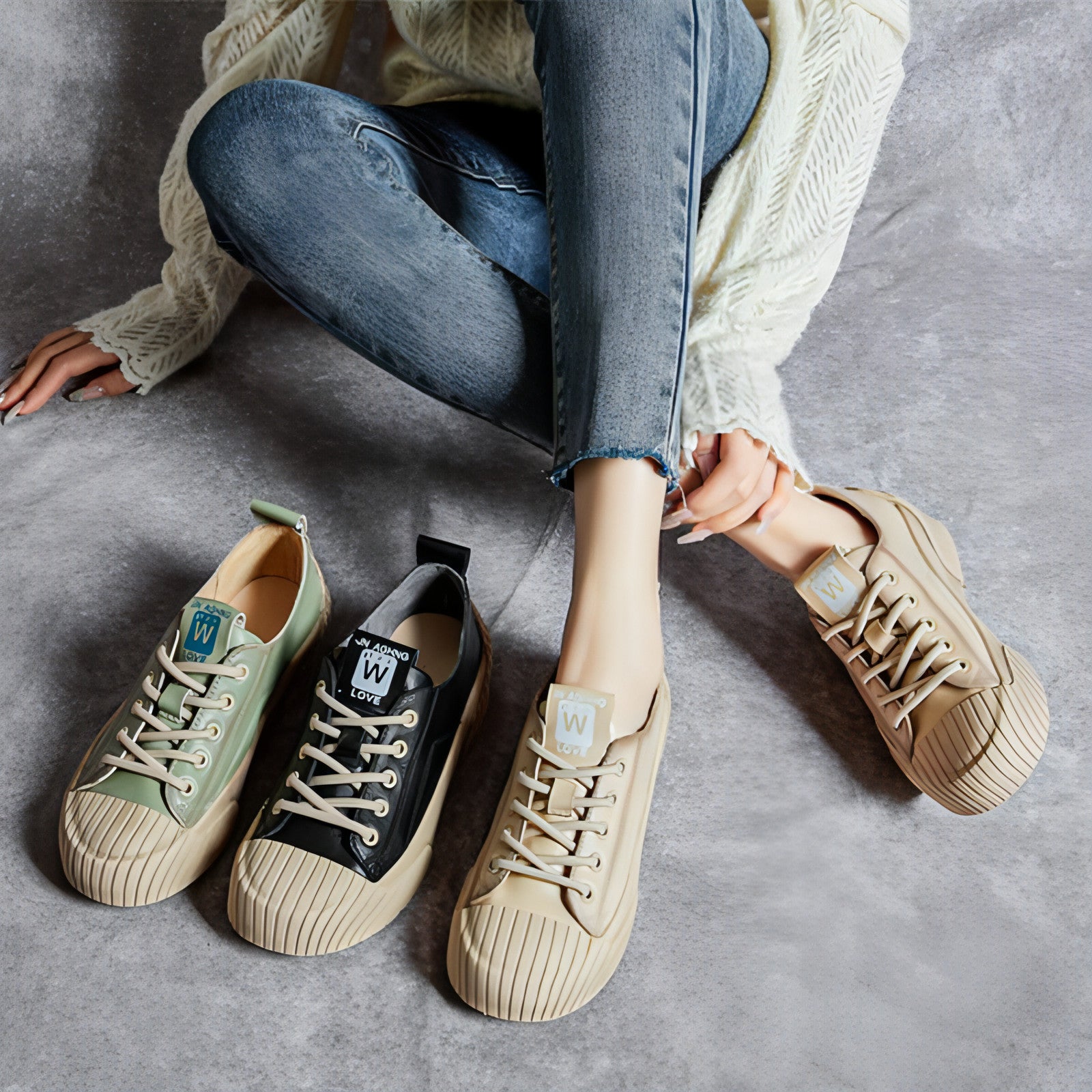 Main Women's Soft Bottom Skateboard Shoes All-Match Platform Lace-up image