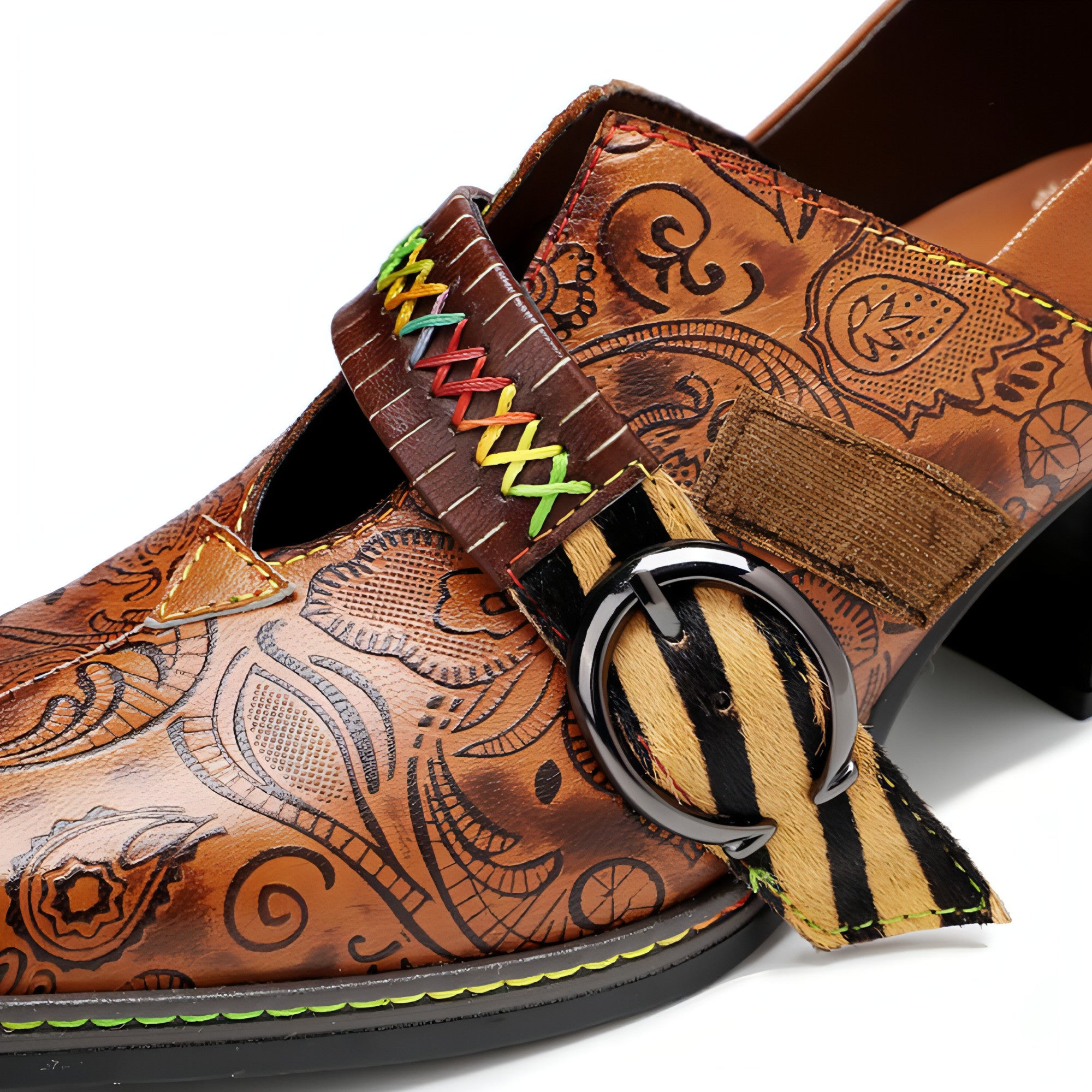 Main Women's thick heel leather shoes image