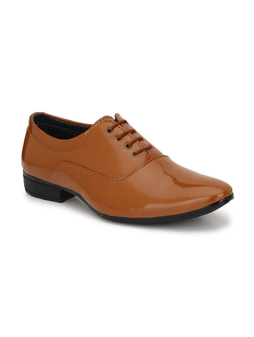 Main Tan Patent Leather Laceup Oxfords image