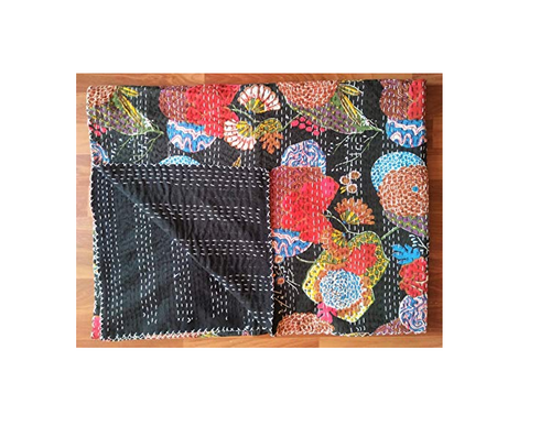 Main Jaipuri Quilt Handmade Bed Cover Cotton Kantha Blanket image