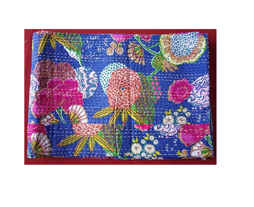 Main Jaipuri Quilt Handmade Bed Cover Cotton Kantha Blanket image